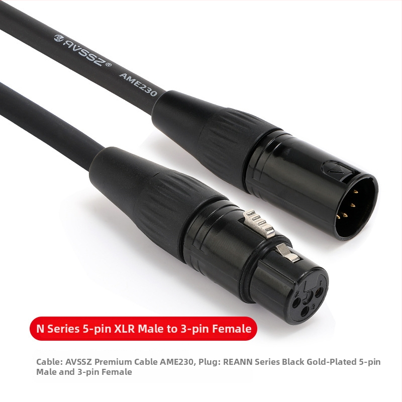 REAN DMX512 XLR signalni kabel, 5-pin na 3-pin, muški na ženski konektor, za osvjetljenje pozornice