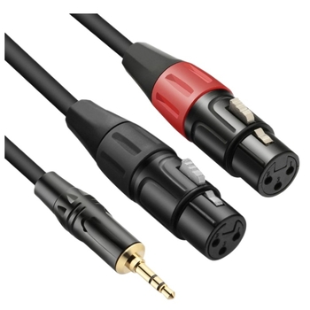 Audio kabel 3,5 mm na dual XLR, bakreni vodiči, zlatni konektori (Brend: EDELINK, Model: E20191012, Certifikacija: ROHS, Promjer vodiča: 6.0 mm)