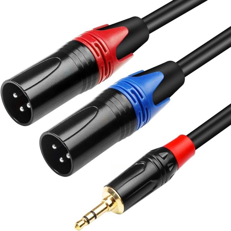 Audio kabel 3,5 mm na dual XLR, bakreni vodiči, zlatni konektori (Brend: EDELINK, Model: E20191012, Certifikacija: ROHS, Promjer vodiča: 6.0 mm)