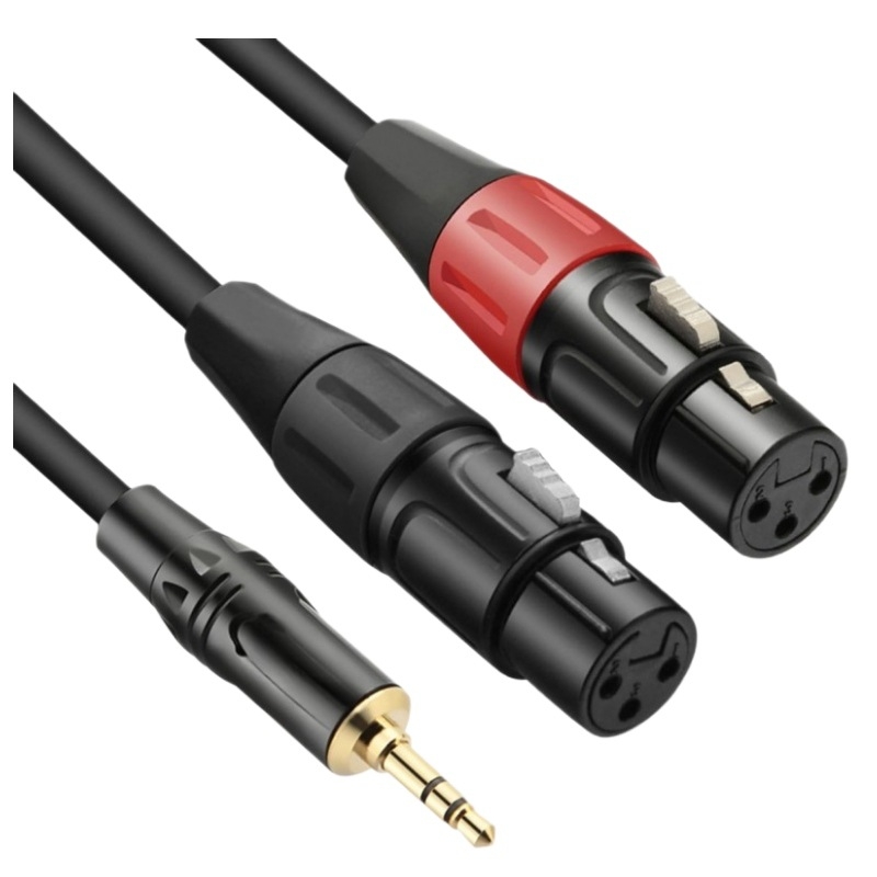Audio kabel 3,5 mm na dual XLR, bakreni vodiči, zlatni konektori (Brend: EDELINK, Model: E20191012, Certifikacija: ROHS, Promjer vodiča: 6.0 mm)