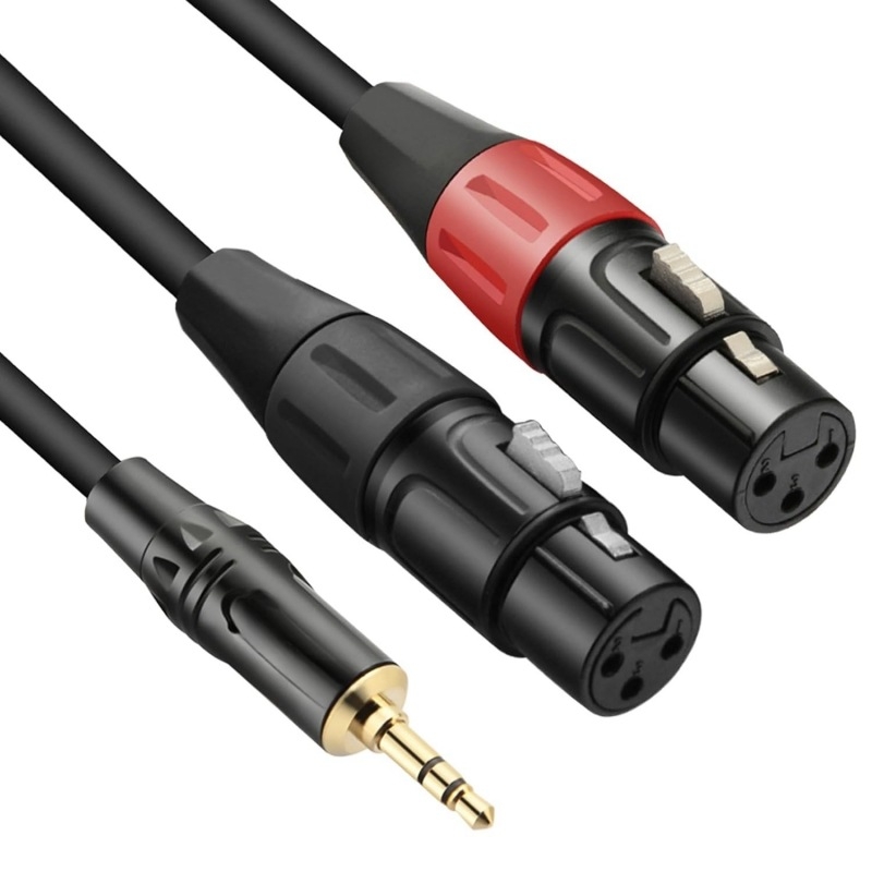 Audio kabel 3,5 mm na dual XLR, bakreni vodiči, zlatni konektori (Brend: EDELINK, Model: E20191012, Certifikacija: ROHS, Promjer vodiča: 6.0 mm)