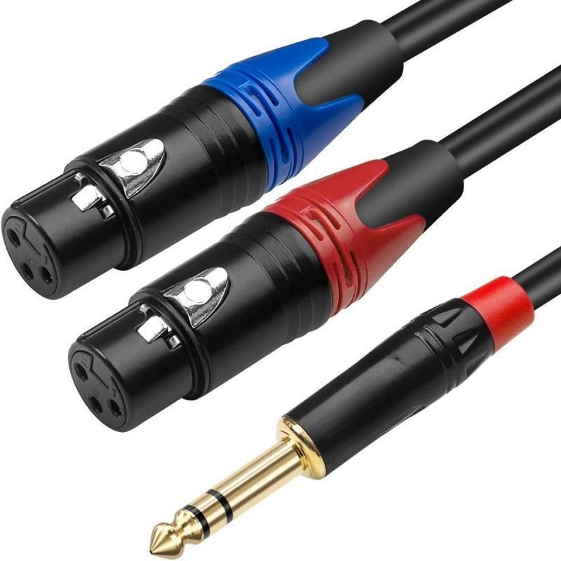 Audio kabel 3,5 mm na dual XLR, bakreni vodiči, zlatni konektori (Brend: EDELINK, Model: E20191012, Certifikacija: ROHS, Promjer vodiča: 6.0 mm)