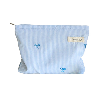 Τσάντα καλλυντικών με ύφασμα σε μοτίβο φιόγκο, εξωτερικό πολυεστέρας, επένδυση από καμβά, φορητή για ταξίδια — MEYOU FAIRY