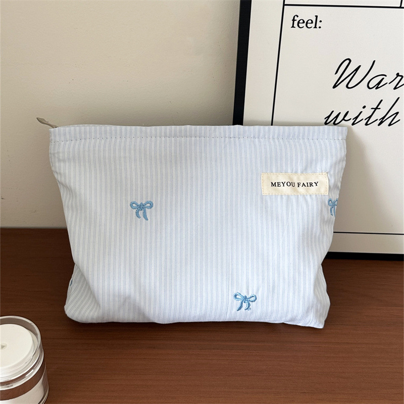 Τσάντα καλλυντικών με ύφασμα σε μοτίβο φιόγκο, εξωτερικό πολυεστέρας, επένδυση από καμβά, φορητή για ταξίδια — MEYOU FAIRY