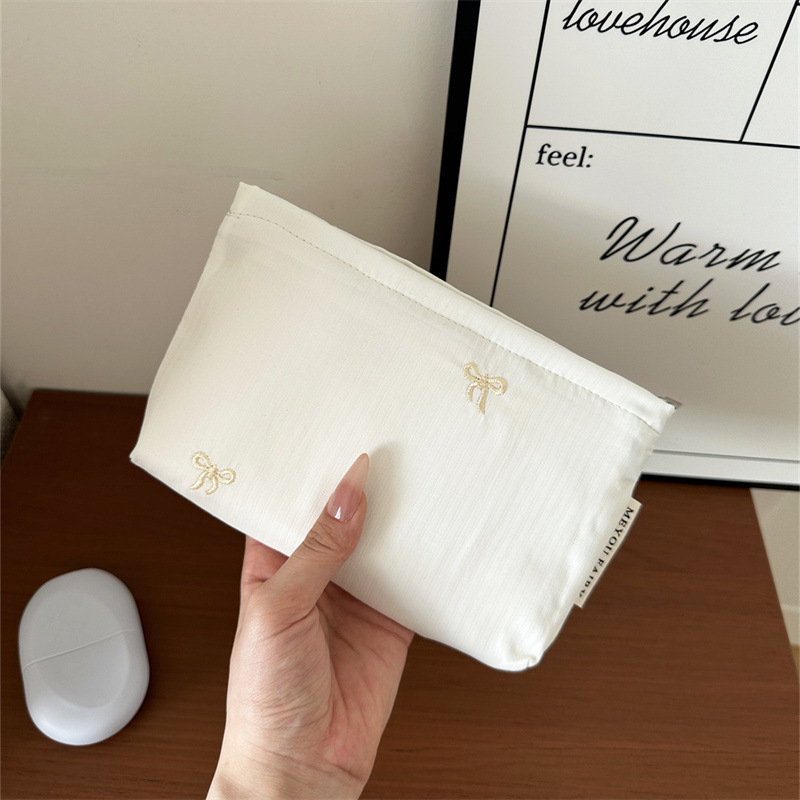 Τσάντα καλλυντικών με ύφασμα σε μοτίβο φιόγκο, εξωτερικό πολυεστέρας, επένδυση από καμβά, φορητή για ταξίδια — MEYOU FAIRY