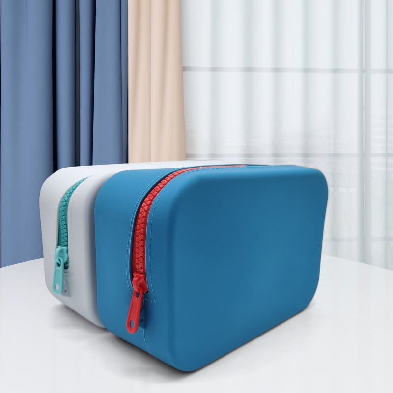 Τσαντάκι μακιγιάζ από σιλικόνη, τετράγωνου σχήματος, πολλαπλής χρήσης, αδιάβροχη, εύκολο καθάρισμα, για ταξίδια και γραφείο