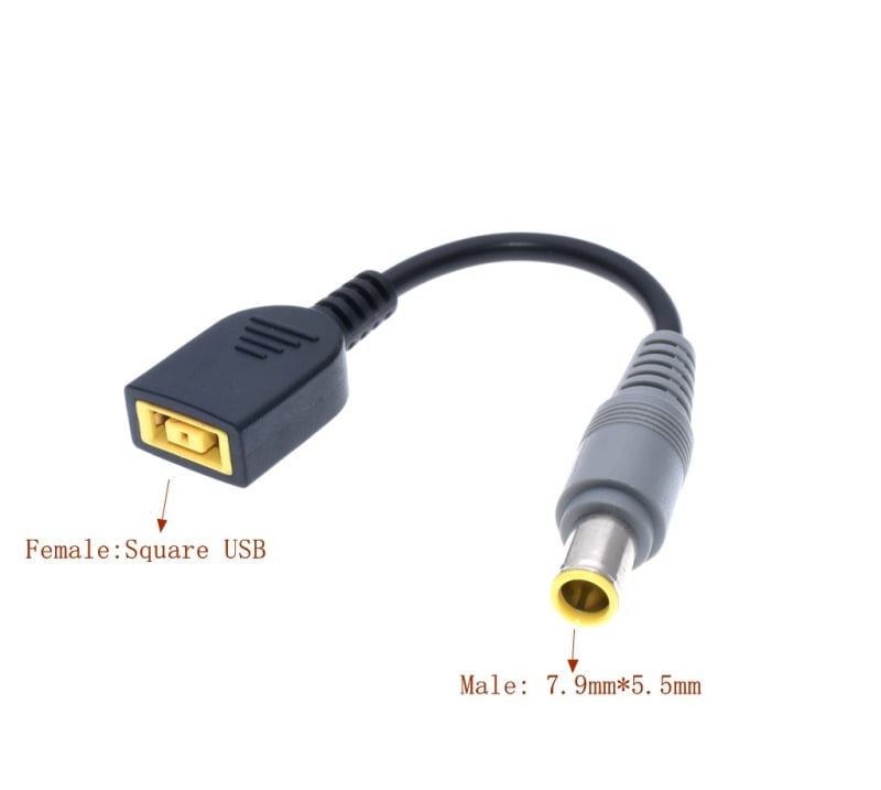 Lenovo tápegység-kábel adapter: 20V DC négyszögletes női csatlakozó a 7950/5525/4017-hez, modell 7950 5525 4017, kábelhossza 0,15 m, OEM, energiaátalakítási vonal
