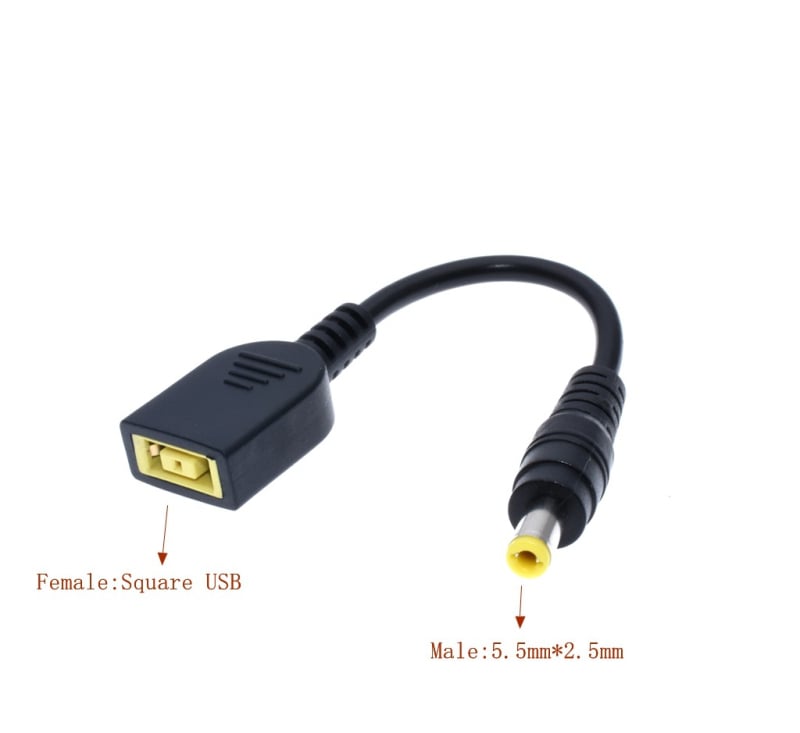 Lenovo tápegység-kábel adapter: 20V DC négyszögletes női csatlakozó a 7950/5525/4017-hez, modell 7950 5525 4017, kábelhossza 0,15 m, OEM, energiaátalakítási vonal