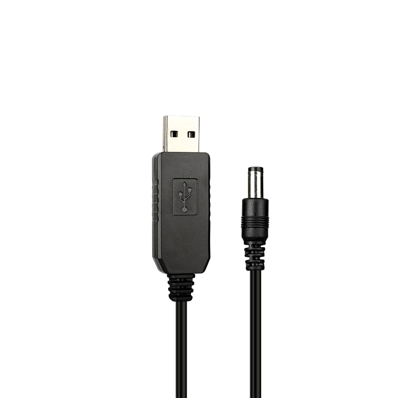 USB–DC tápegységkábel 12V boosthoz, DC 5.5×2.1 mm csatlakozóval, alkalmas routerekhez, optikai modemekhez és egyéb alacsony fogyasztású eszközökhöz