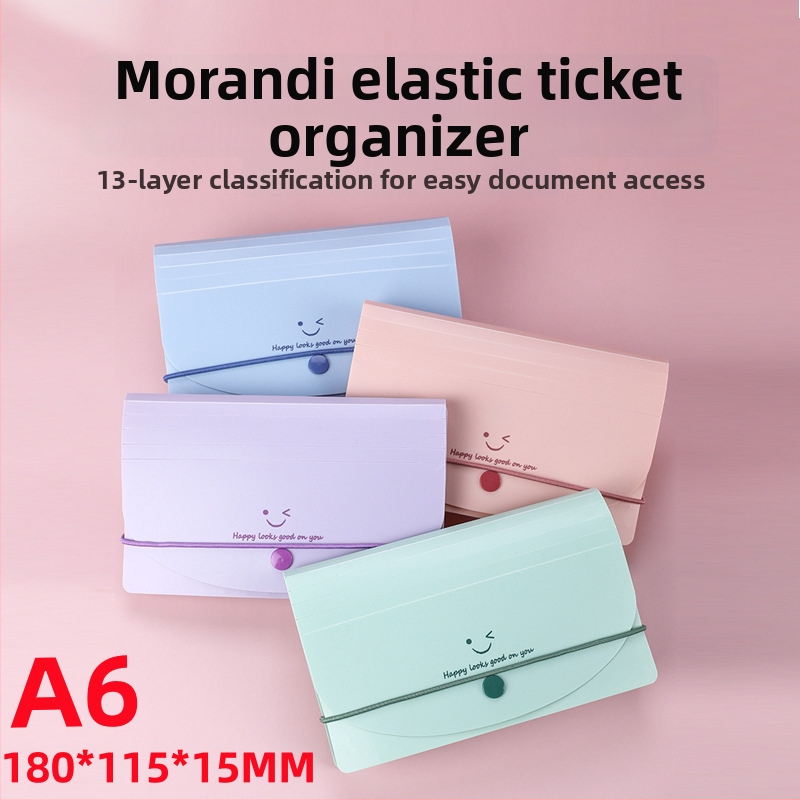 A6 PP dokumentu mapīte ar 13 nodalījumiem, akordeona stila, ūdensizturīga PVN faktūru klasifikācija, Smiley Face sērija