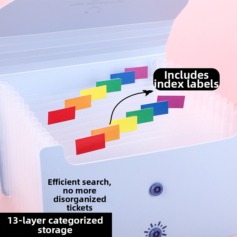 A6 PP dokumentu mapīte ar 13 nodalījumiem, akordeona stila, ūdensizturīga PVN faktūru klasifikācija, Smiley Face sērija
