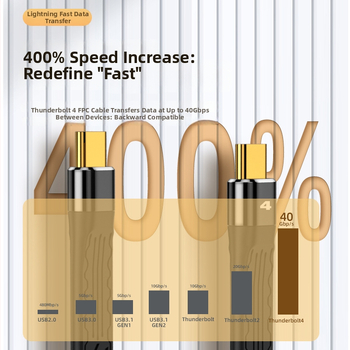 Thunderbolt 4 dátový kábel s flexibilným FPC, 8K UHD projekcia, PD 100W rýchle nabíjanie, 40Gbps prenos