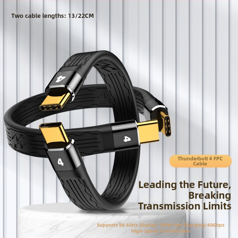 Thunderbolt 4 dátový kábel s flexibilným FPC, 8K UHD projekcia, PD 100W rýchle nabíjanie, 40Gbps prenos