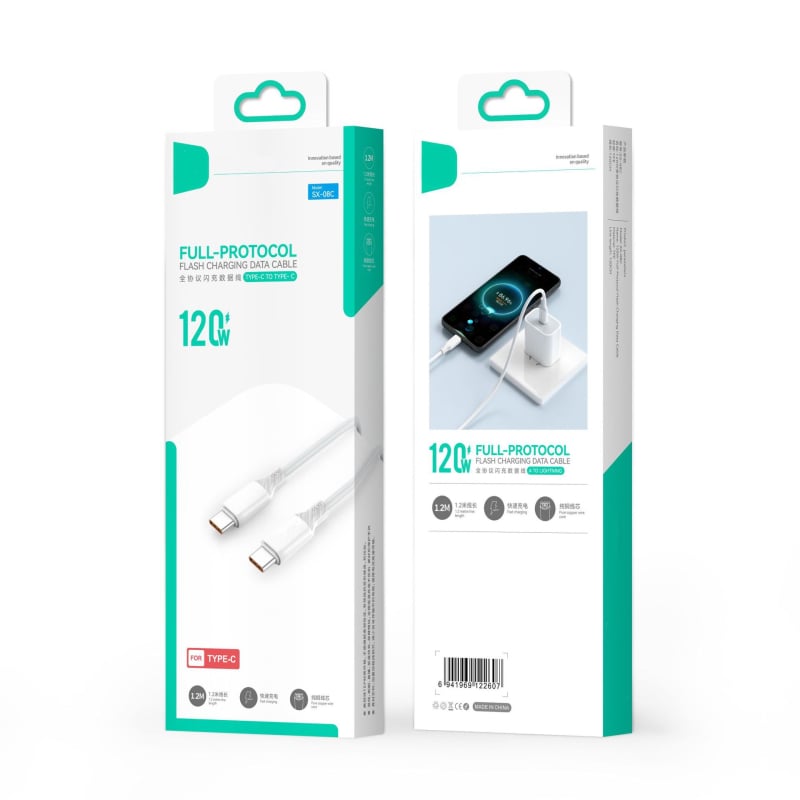Skn 120W καλώδιο δεδομένων γρήγορης φόρτισης USB/Lightning/Type-C, μήκος 1–2 m, PD συμβατό