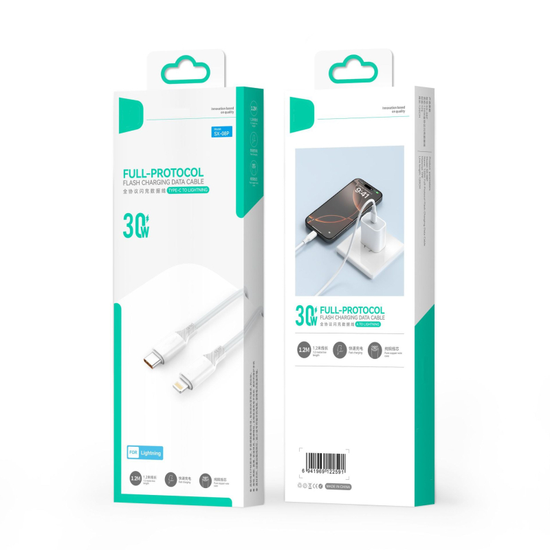 Skn 120W καλώδιο δεδομένων γρήγορης φόρτισης USB/Lightning/Type-C, μήκος 1–2 m, PD συμβατό