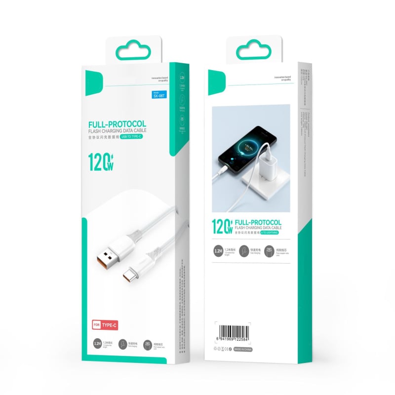 Skn 120W καλώδιο δεδομένων γρήγορης φόρτισης USB/Lightning/Type-C, μήκος 1–2 m, PD συμβατό