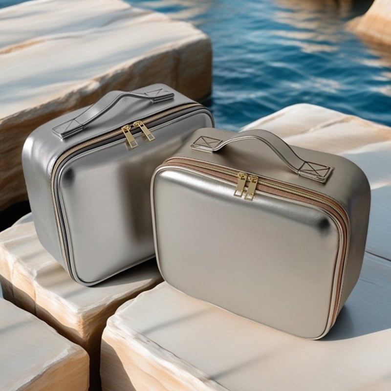 Τσάντα καλλυντικών με καθρέφτη, κυβοειδούς σχήματος, από PU, αδιάβροχη, για ταξίδια