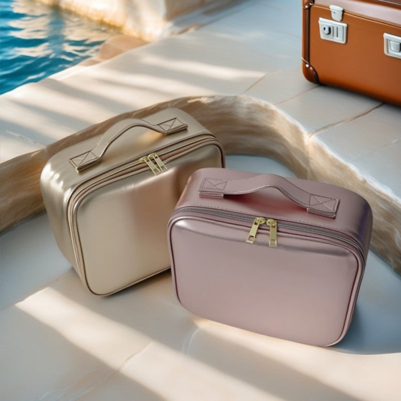 Τσάντα καλλυντικών με καθρέφτη, κυβοειδούς σχήματος, από PU, αδιάβροχη, για ταξίδια