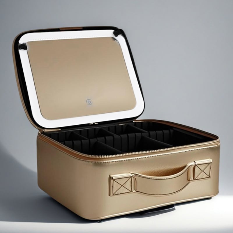 Τσάντα καλλυντικών με καθρέφτη, κυβοειδούς σχήματος, από PU, αδιάβροχη, για ταξίδια