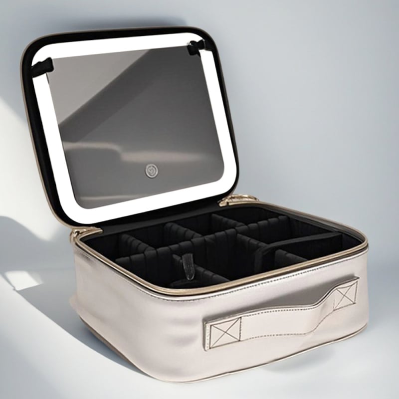 Τσάντα καλλυντικών με καθρέφτη, κυβοειδούς σχήματος, από PU, αδιάβροχη, για ταξίδια