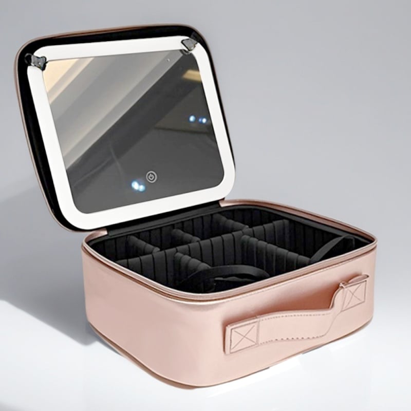 Τσάντα καλλυντικών με καθρέφτη, κυβοειδούς σχήματος, από PU, αδιάβροχη, για ταξίδια