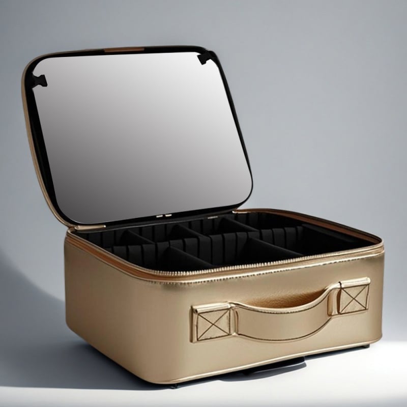 Τσάντα καλλυντικών με καθρέφτη, κυβοειδούς σχήματος, από PU, αδιάβροχη, για ταξίδια