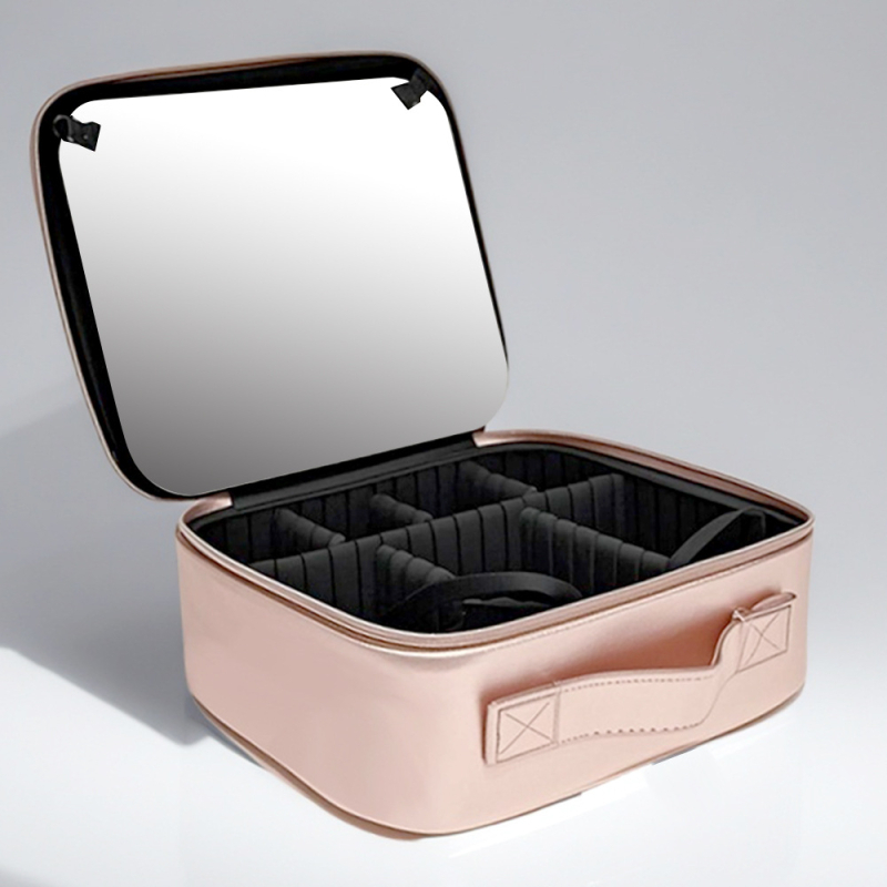 Τσάντα καλλυντικών με καθρέφτη, κυβοειδούς σχήματος, από PU, αδιάβροχη, για ταξίδια