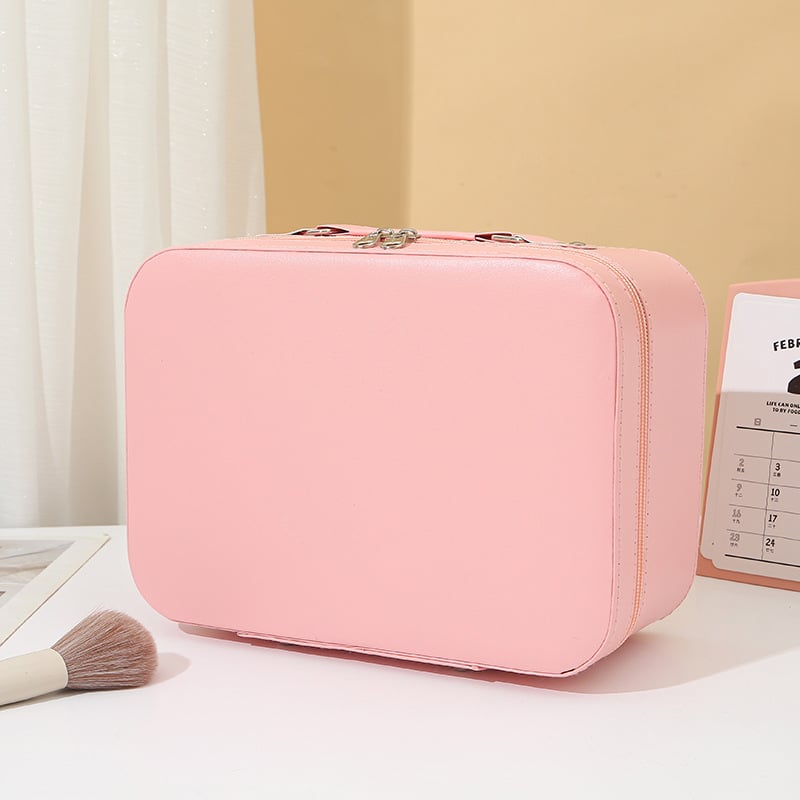 Kozmetički neseser sa ogledalom, PU koža, vodootporan, velik kapacitet, bez podstave