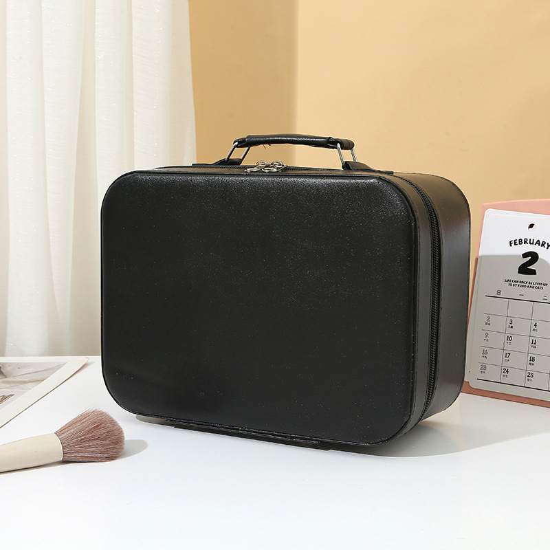 Kozmetički neseser sa ogledalom, PU koža, vodootporan, velik kapacitet, bez podstave