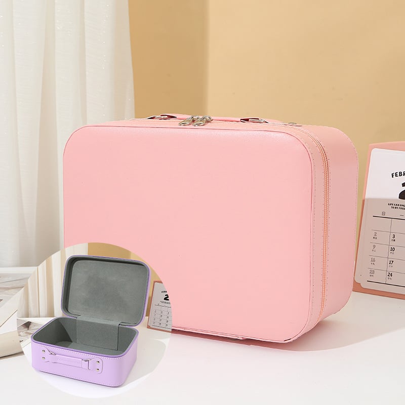 Kozmetički neseser sa ogledalom, PU koža, vodootporan, velik kapacitet, bez podstave