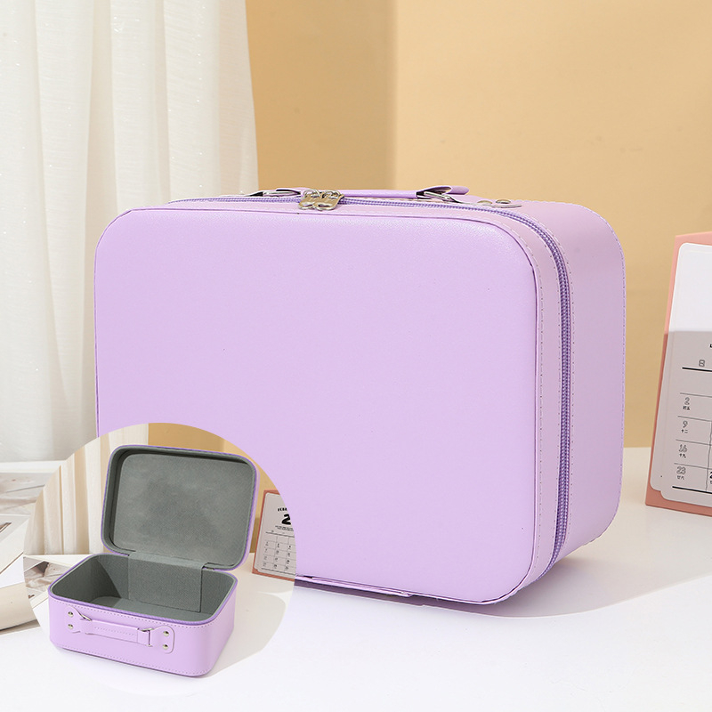 Kozmetički neseser sa ogledalom, PU koža, vodootporan, velik kapacitet, bez podstave