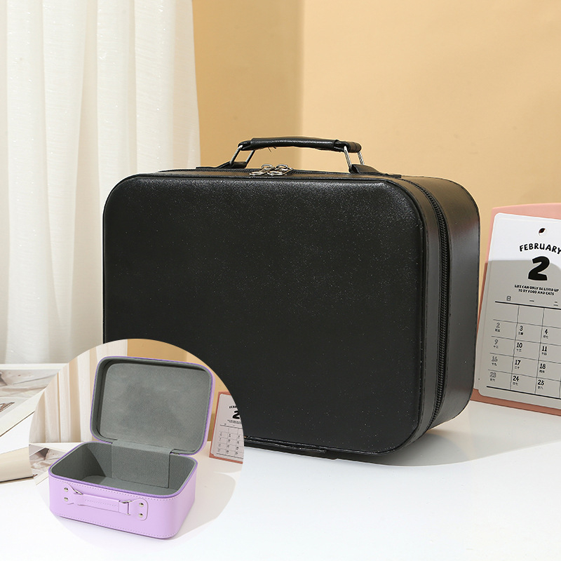 Kozmetički neseser sa ogledalom, PU koža, vodootporan, velik kapacitet, bez podstave