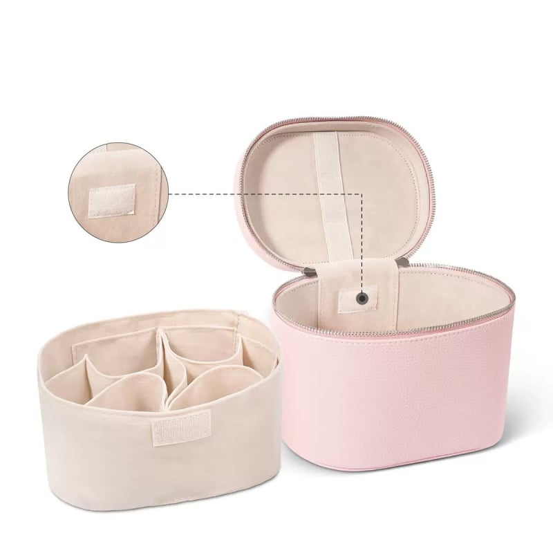 Τσαντάκι καλλυντικών PU με αποσπώμενο φορητό σχεδιασμό, μεγάλη χωρητικότητα, επένδυση πολυεστερ, κλείσιμο φερμουάρ