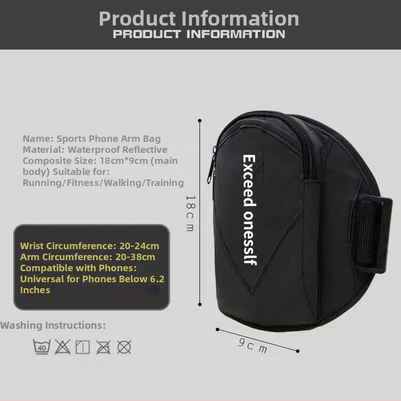 Van Lein Telefona rokassoma skrējienam – ūdensizturīgs rokas somiņa ārējiem sportiem, universāls, poliesteris, vienkrāsains, iekšējā poliestera odze, slodzes mazināšana