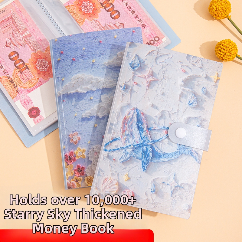 Habiter Monet iedvesota naudas uzkrāšanas grāmata ar caurspīdīgu plastmasas RMB kolekcijas mapīti banknotes uzglabāšanai