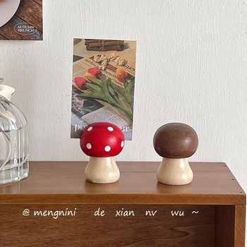 Дървена поставка за бележки под формата на гъба — ретро настолен държач за снимки и карти