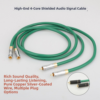Audiophile štvorjadrový RCA zvukový kábel z čistého meďa so striebornou povrchovou úpravou pre HIFI zosilňovače a CD dekódery