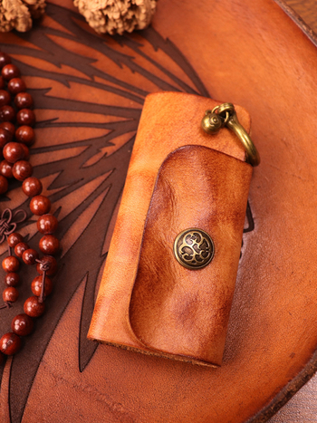 Magidon unisex θήκη κλειδιών από γνήσιο δέρμα με φυτική επεξεργασία, 1 δίπλωμα