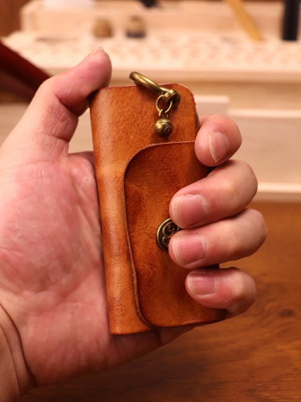 Magidon unisex θήκη κλειδιών από γνήσιο δέρμα με φυτική επεξεργασία, 1 δίπλωμα