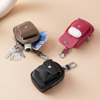 Geantă pentru chei din PU, pentru bărbați, respirabilă, impermeabilă, ușoară, model solid, pentru purtare zilnică