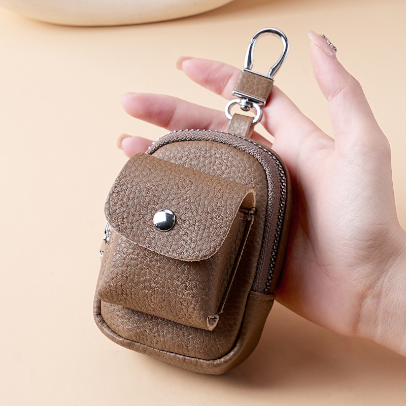 Geantă pentru chei din PU, pentru bărbați, respirabilă, impermeabilă, ușoară, model solid, pentru purtare zilnică