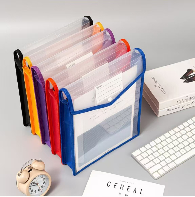 Τσάντα εγγράφων γραφείου με κλείσιμο snap, πλαστικό, τετράγωνο σχήμα, κάθετη υφαντή υφή