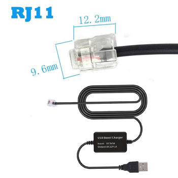 RJ11 csatlakozós DC-DC tápegység autó dash cam és radar detektor számára, 12V1A, 10W, 1,5 m