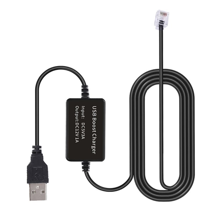 RJ11 csatlakozós DC-DC tápegység autó dash cam és radar detektor számára, 12V1A, 10W, 1,5 m