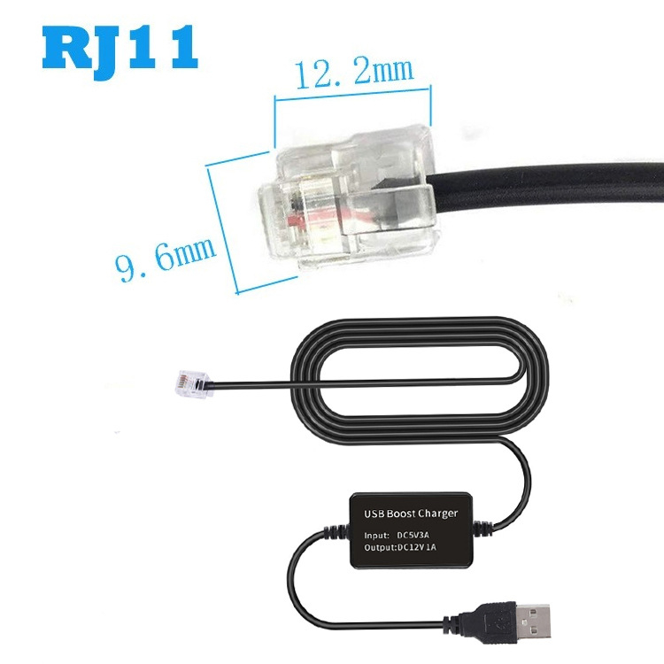 RJ11 csatlakozós DC-DC tápegység autó dash cam és radar detektor számára, 12V1A, 10W, 1,5 m