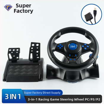 Volant pre závodné hry 3 v 1, káblové USB/P2, kompatibilný s PC, Xbox, PS, Switch, ABS materiál, hmotnosť 1850 g