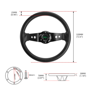 Sacīkšu stūre no poliuretāna — modelis STW076, universāls vispārējai lietošanai