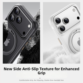 Θήκη Apple για κινητό με μαγνητικό στήριγμα 360° περιστρεφόμενο — PC+TPU, ματ φινίρισμα, δυνατότητα εξατομίκευσης, αντιπτώσεις πτώσης, αντί-αποτυπώματα