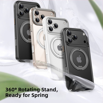 Θήκη Apple για κινητό με μαγνητικό στήριγμα 360° περιστρεφόμενο — PC+TPU, ματ φινίρισμα, δυνατότητα εξατομίκευσης, αντιπτώσεις πτώσης, αντί-αποτυπώματα