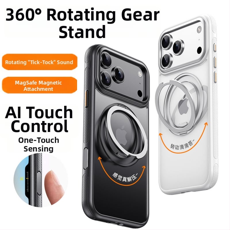 Θήκη Apple για κινητό με μαγνητικό στήριγμα 360° περιστρεφόμενο — PC+TPU, ματ φινίρισμα, δυνατότητα εξατομίκευσης, αντιπτώσεις πτώσης, αντί-αποτυπώματα